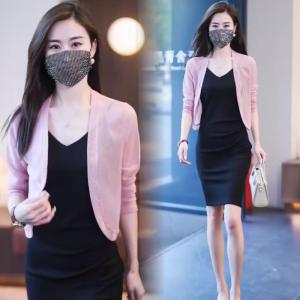 Áo Khoác Chống Nắng Mùa Hè Áo Len Cardigan Ngắn Áo Khoác Mỏng Áo Lưới Áo Sơ Mi Không Tay Áo Cánh Cổ Chữ V Áo Cánh Dài Tay