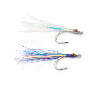 2PCS 4PCS 4/0 Stainless Steel Hook Fly Fishing Minnow Lure Epoxy Head 3D Eyes Luminous Flash Tinsel Saltwaer Fishing Lures