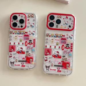 Sanrio | Lovely Fine Hole Red Border Sanrio Phone Case for iPhone 17 Pro Max 17 Pro 16 15 Pro Max Luxury High-end Protective Back Cover