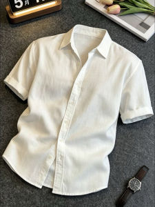 CHENMU | White Ice Silk Mens Summer Short Sleeve Shirt Lightweight High-end Breathable Quick Drying Sun Protection