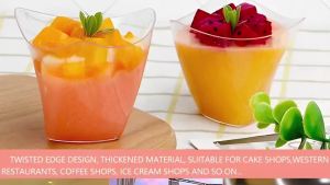 60/100ml Disposable Plastic Dessert Cup Transparent Fruit Ice Cream Mousse Smoothie Pudding Cup for Home Birthday Party Supplied