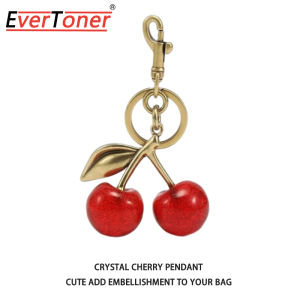 Evertoner cherry charm túi xách móc khóa gắn mặt dây cho phụ nữ tinh tế internet-nổi tiếng trái cherry bằng pha lê Phụ kiện túi Mặt dây chuyền cao cấp
