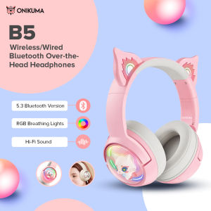 Onikuma B5 Wireless Bluetooth Headsets RGB Lighting Head-mounted Headphones Wired 3-Mode Cute Space Capsule HD Mic HiFi Stereo Sound Game Headset Wireless Bluetooth Noise Cancellation Earphone