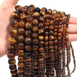 4/6/8/10/12/14 มม.สีเหลือง Tiger Eye Stone ลูกปัด Spacer รอบหินธรรมชาติลูกปัดสําหรับ DIY Charms สร้อยข้อมือสร้อยคออุปกรณ์เสริม