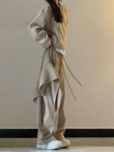 Retro Loose Casual Womens Set Spring Autumn 2025 New High-End Sweatshirt Jacket Wide Leg Pants Two-Piece Set Fashionable