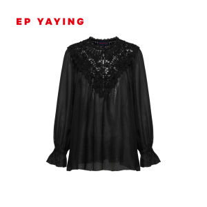EP YAYING | Áo Sơ Mi Đen Thêu Ren