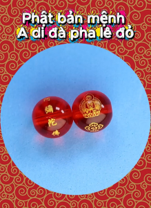 Vòng chuỗi đeo tay đá tím 8 ly và 10 ly charm Phật bản mệnh A di đà pha lê đỏ