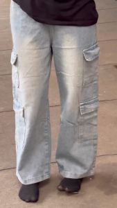 กางเกงยีนส์ วินเทจ ทรงวินเทจ ขากว้าง มีกระเป๋าหลายใบ ใส่ได้ทั้งหญิงและชาย - เสื้อผ้า Clothing มี8กระเป๋า Cargo Jeans สินค้าพร้อมส่ง