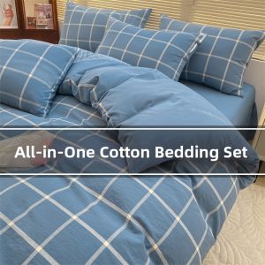 Cotton Checkered Bedding Set Full Package