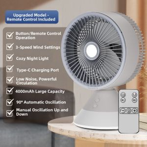 Portable Mini Desk Fan USB Charging Quiet Office Bedroom Student Dormitory Use Long Battery Life Tabletop Fan with Head Oscillation