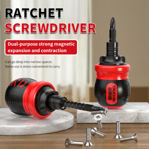 deli | Mini 12 in 1 Ratchet Screwdriver Set Magnetic Handle Tool Labor-Saving Dual-purpose Head Hand Phillips Slotted Screwdriver
