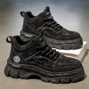 Mens High-Top Martin Boots Waterproof Anti-Slip Thick Bottom Sports Work Boots Retro American Style Winter Shoes for Youth