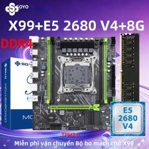 SoYo | SOYO X99 Bo Mạch Chủ E5-2680 V4 CPU 8G RAM Combo Kit Xeon LGA2011-3 PC Game TPM2.0 PCIE3.0x16 DDR4 M.2 NVMe/SATA Máy Tính Kim Loại