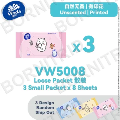 (8%LazCoins) Vinda (Import) x Chiikawa / NEVERS FAMILY Limited Design Mini Portable Wet Wipes Tissue Pure Water Wet Tisu