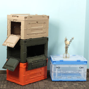 Multi-Functional Plastic Side-Opening Door Foldable Storage Box Outdoor Camping Household Organizer Bin Macaron Colored Storage Case