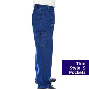 Thickened Pure Cotton Workwear Jeans Pants for Men with Multiple Pockets Electric Welder Wear Resistant Loose Labor Protection Pants