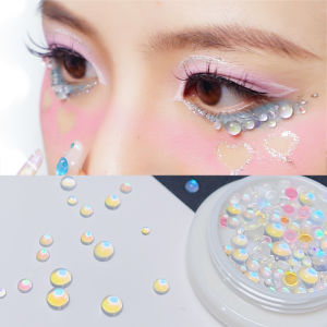 Shiny Tear Diamond Pearl Stickers Nail Decoration 3D Aquarium Style Makeup Artist Jewelry Half round Patch Realrola Brand