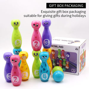 Childrens bowling toys cartoon fun expression gift box packaging suitable for indoor and outdoor party games 10 bottles 2 balls