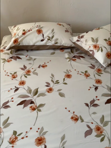 [Ready Stock]4 in 1 Bedding Set Queen King Size Premium Canadian Cotton Fitted Sheet Full Garterized Bedsheet with Duvet Cover Vintage Floral