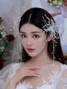 2 Pcs/Set Jepit Rambut Pengantin Kupu-Kupu Mutiara Kristal Hair Clip Aksesori Pengantin Perhiasan Klip Rambut Pengantin