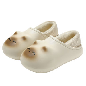 Dép Bông Chống Thấm Nước Cho Nữ Mùa Thu Đông Trong Nhà Ấm Áp Đế EVA Gót Trung Bình Dép Cotton Mặc Ở Nhà