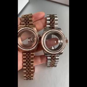 Tandorio | Rose Golden 40mm Steel Watch Case+Bracelet Sapphire Glass for SUB Wristwatch Fit NH34 NH35 NH36 ETA2824 PT5000 Miyota8215 821A