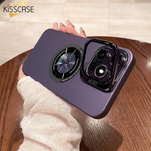 KISSCASE Camera Frame Bracket Magsafe Case For iPhone 14 Pro Max Camera Protection Stand Holder Omitted Label Logo Hole Cases Cover for iPhone 14Plus 13 12 Hard PC Back Cover