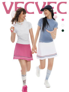 VECVEC Tennis Sport Skirt Pants Two-Piece Suit Summer Sun Protection Sweat Absorbent Anti-Light Badminton Fitness Slimming plus Size