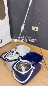PMOP Sapphire Blue Mop with Spinner New Thickened Bucket and Double handle Hydraulic Rod Mop for Floor