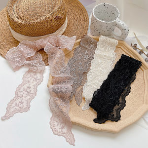 Pastoral Lace Ribbon Waistband Hairband Long Silk Scarf Womens Fashionable Hair Accessory Winter Summer Spring Fall