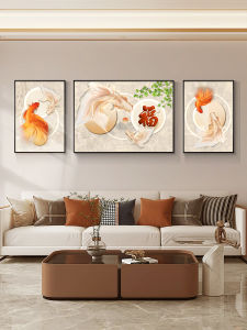 Living Room Decorative Painting Minimalist Modern Sofa Wall Painting New Chinese Style Three-Piece Painting Fu Character Mural