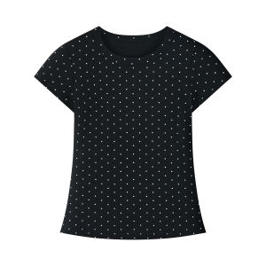 CHANT2nd | Slim Fit Design Korean Style Polka Dot Short Sleeve T-Shirt