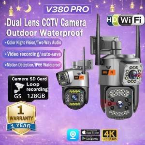 V380 Pro CCTV Camera Dual Lens WiFi Wireless Waterproof Surveillance Outdoor 360° Auto Tracking 4K HD Infrared Night Vision Two-Way Voice CCTV Security Cameras