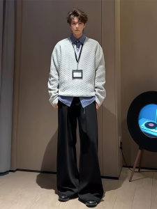 CHENMU | Black Wrinkled Drape Advanced Pants