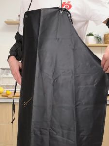 Waterproof Apron Pvc Oil Resistant Acid And Alkali Resistant Thickened And Wear-Resistant Apron Red And Black Apron
