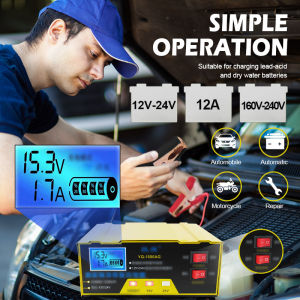 ZAY 12V 24V 6-105A1000AG Charger Aki Mobil Motor Portable Automatic Smart Intelligent Chip 180W EU Plug Cas Aki Motor Dan Mobil Kering Dan Basah Lead Acid Battery Charger