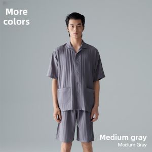HLA | Mens Pure Cotton Short Sleeve Sleepwear Shorts Home Clothes Set Wearable Outdoor Spring Summer New Arrival HLA Brand
