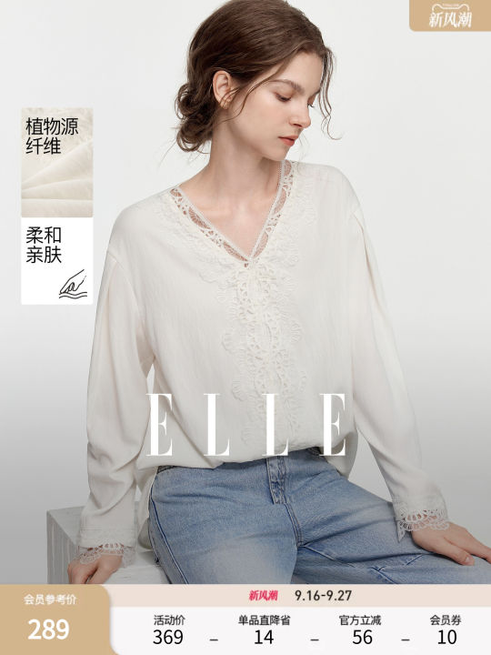 Elle | V-Neck Lace Flowery Women's Shirt New | Lazada Singapore