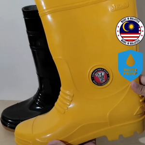 Gajah King Waterproof High Cut Rain Boots Size 38-45 Work Boots Fabric Lining Made in Malaysia