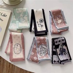 Vintage flower Silk scarves and accessories twilly scarf for bags handle headband for women bandana SP0492