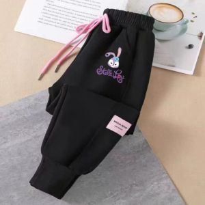 Quần Dài Cotton Lót Lông Cừu Dày Cho Bé Gái Mùa Thu Đông Quần Thể Thao Thường Ngày Quần Dài Vừa Vặn Cạp Vừa