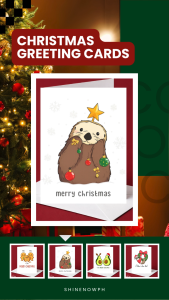 Festive Sloth Christmas Greeting Card | Merry Christmas | A6 Card + Free Envelope