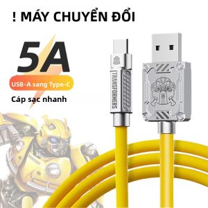 TRANSFORMERS 5A Cáp Sạc Nhanh Loại C USB C Sang Loại C Dây Dữ Liệu 15M PVC-Liquid Silicone Mixed Cable Cho Huawei Samsung Xiaomi iPhone - Màu Vàng