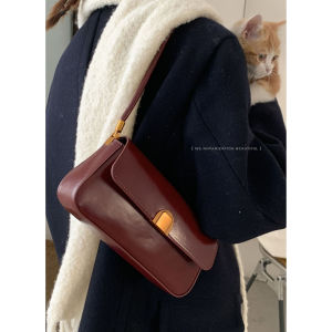 Retro Red Handbag Womens Commuter Bag Underarm Single Shoulder Fashionable Trendy Bag Soft PU Leather Large Size