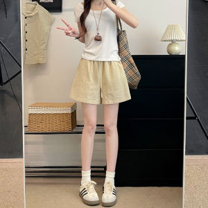 LANMENGYA | Womens Cotton Linen Summer High Waist Wide Leg Five-Pocket Shorts