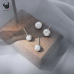Trendy Pure Silver Earrings Womens Fashionable Ear Jewelry Lightweight Comfortable Design Elegant Korean Style Alloy Embedded