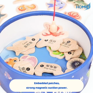 MAGNETIC WOOD FISHING GAME Ocean Adventure Toy Set (31 Pcs) Learn sea world animal word wooden toys
