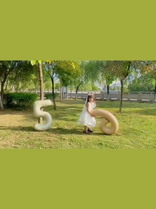 SHUAIAN Balon Foil Angka 32 Inci Jumbo Warna Krim Large Cream Number Foil Balloon