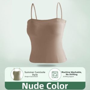 YUNASHA | Summer Lightweight Seamless Ice Silk Bra Camisole with Padded Chest Fine Straps