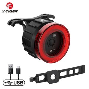 X-TIGER Sensor Brake Light Dual Bracket Smart Bike Tail Light Waterproof LED Super Bright Bicycle Safety Warning Lights